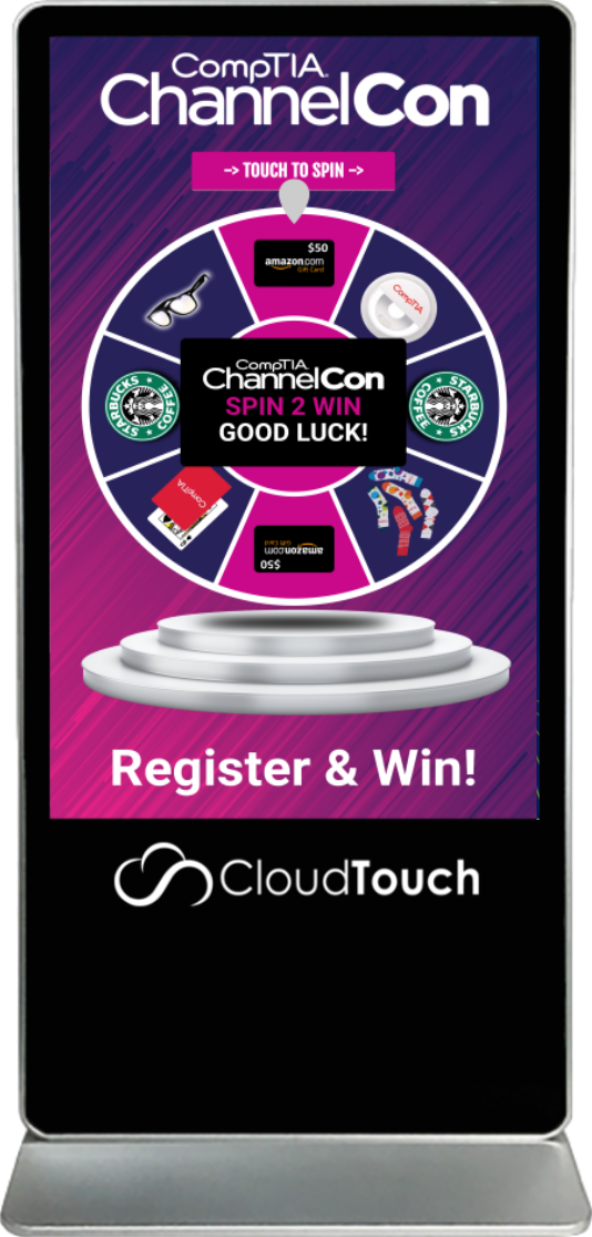 Spin2Win Prize Wheel Touch Screen Kiosk Rental - Cloud Touch