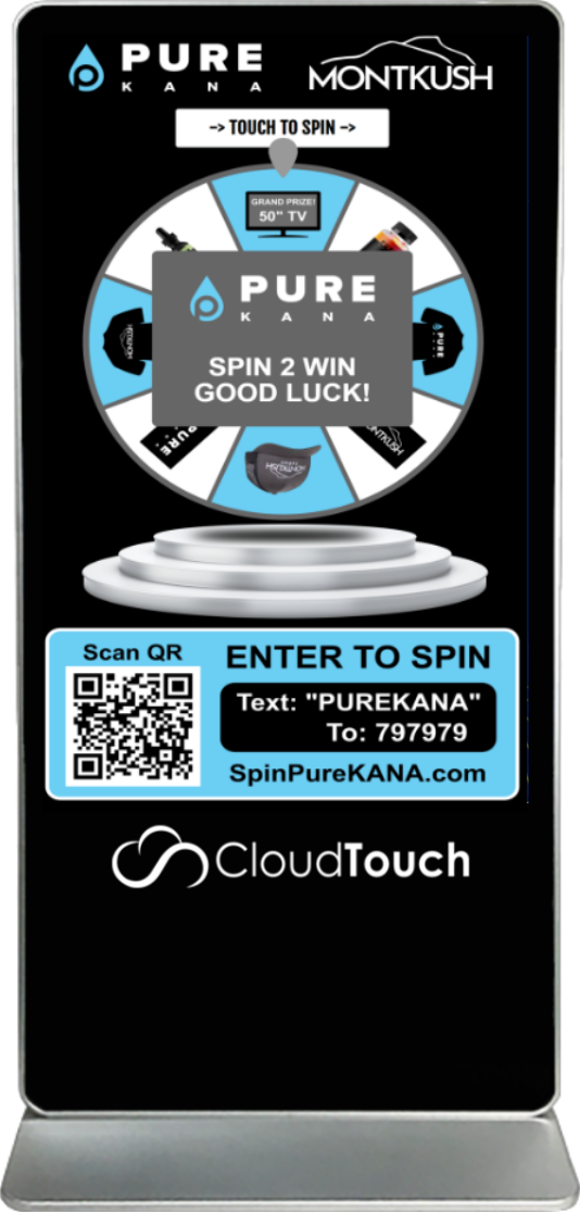 Spin2Win Prize Wheel Touch Screen Kiosk Rental - Cloud Touch