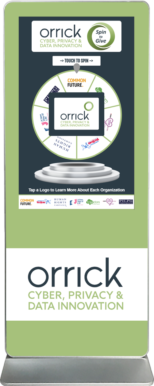 spin-2-win digital prize wheel touch screen kiosk rental Orrick