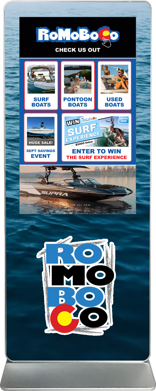 Exhibitor Touch Screen Kiosk Rental Boat Dealership