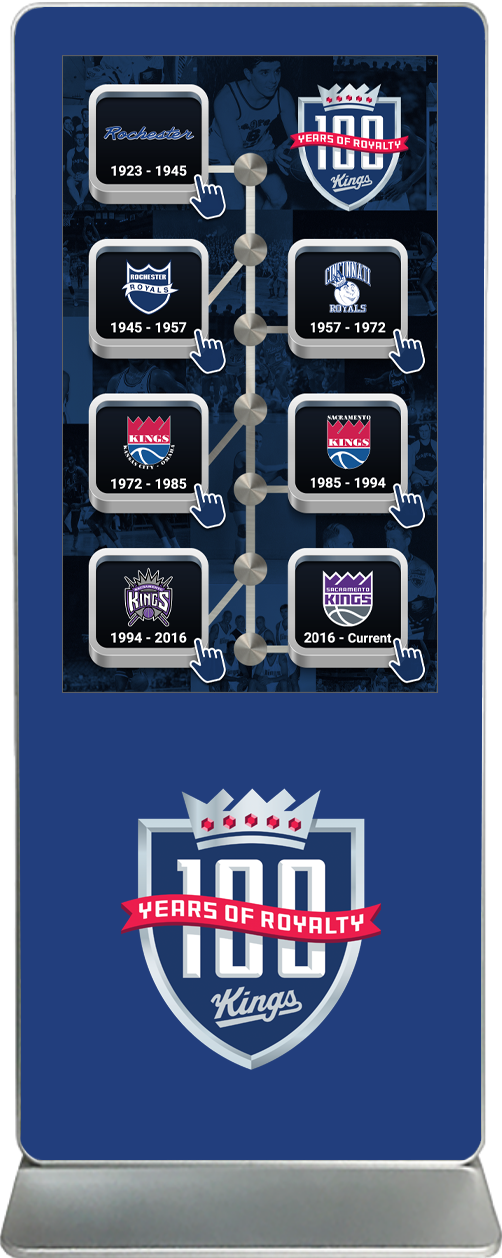 Exhibitor Touch Screen Kiosk Rental Sacramento Kings Timeline