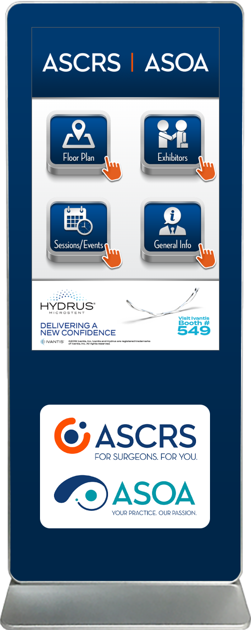 touch screen kiosk rental content design sample ASCRS