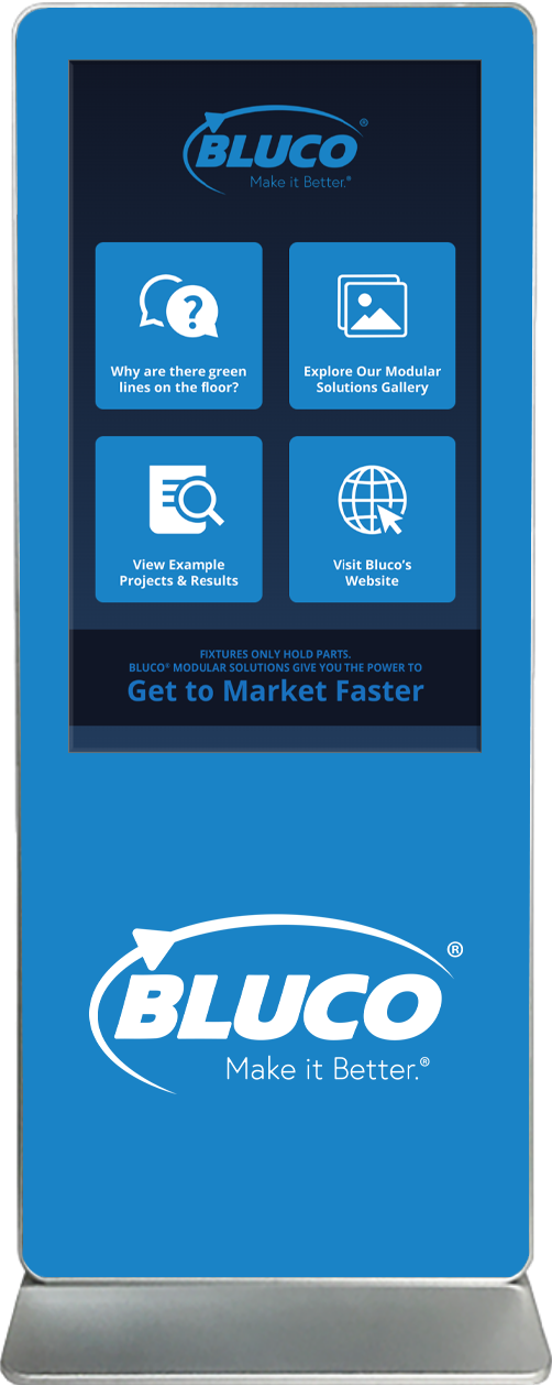 Exhibitor Touch Screen Kiosk Rental Bluco