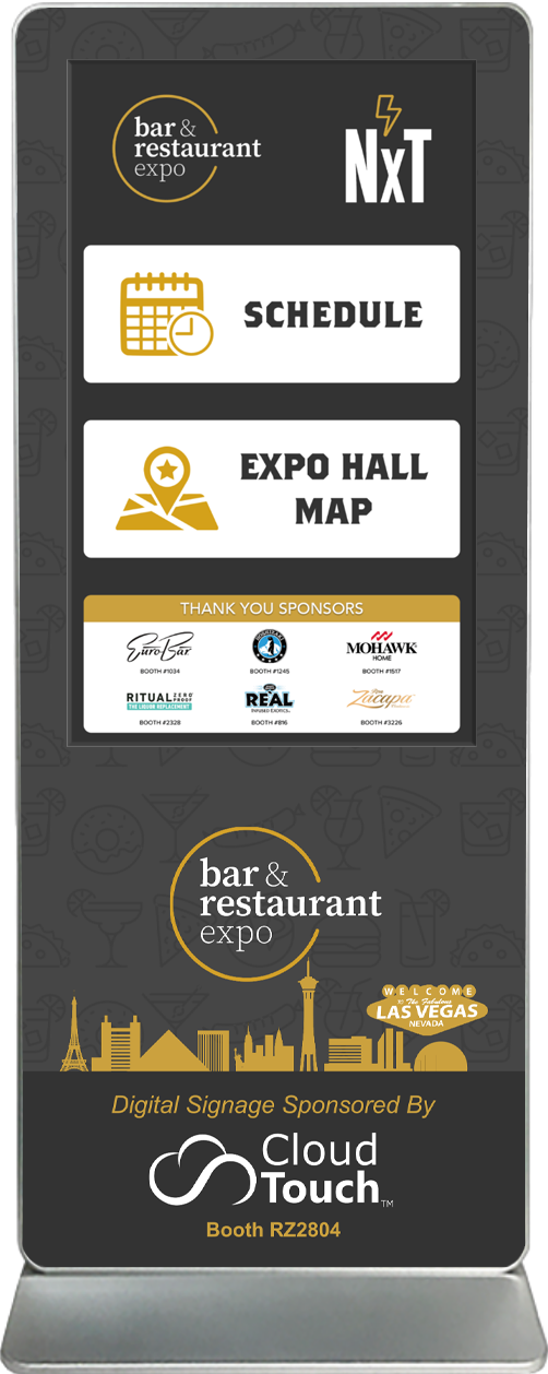 touch screen kiosk rental content design sample bar and restaurant expo