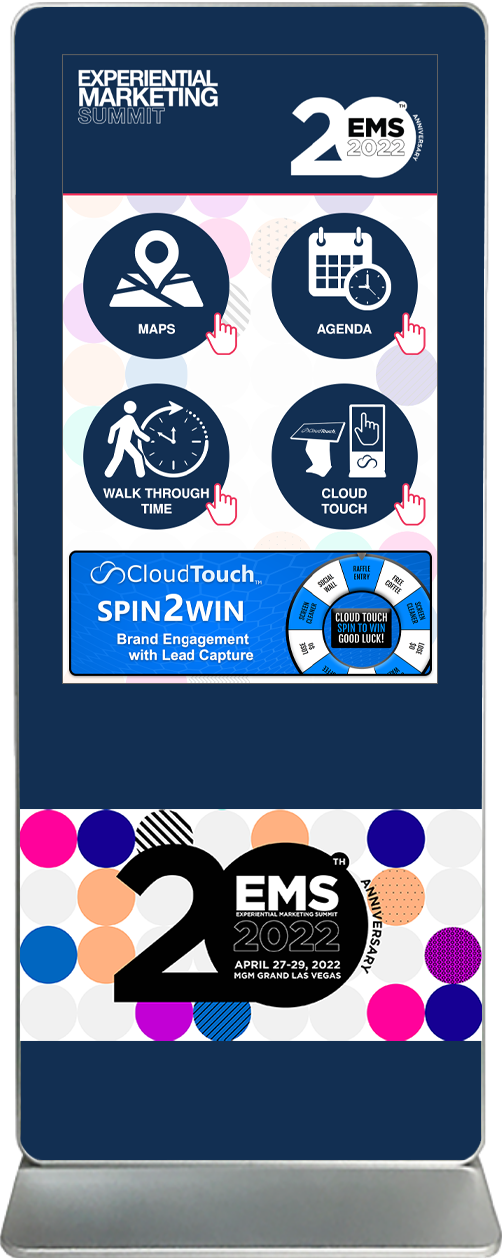 touch screen kiosk rental content design sample EMS