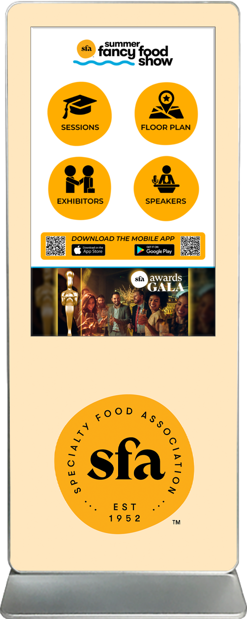 touch screen kiosk rental content design sample summer fancy food show