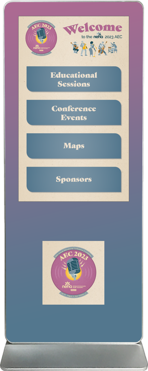 touch screen kiosk rental content design sample aec