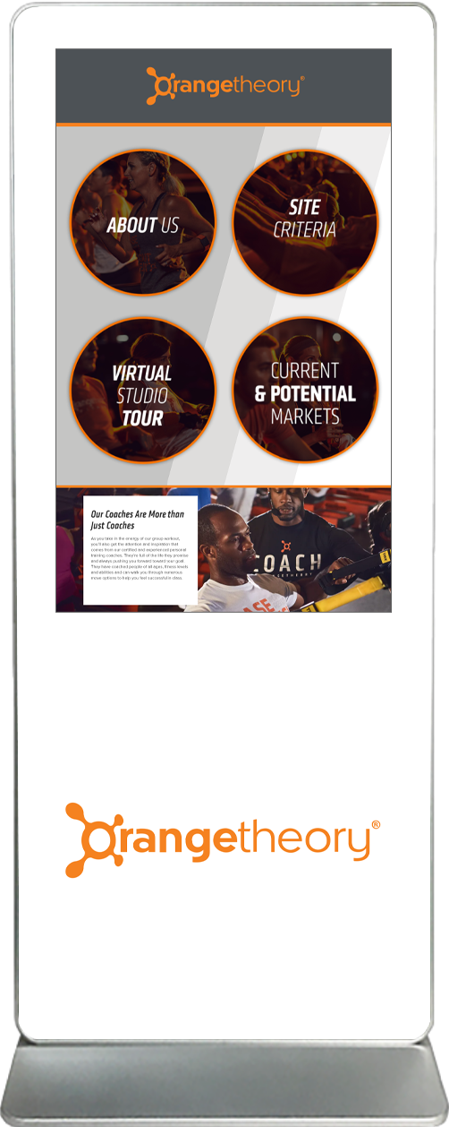 Exhibitor Touch Screen Kiosk Rental Orange Theory Fitness
