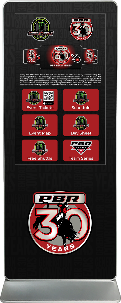 touch screen kiosk rental content design sample PBR 30th