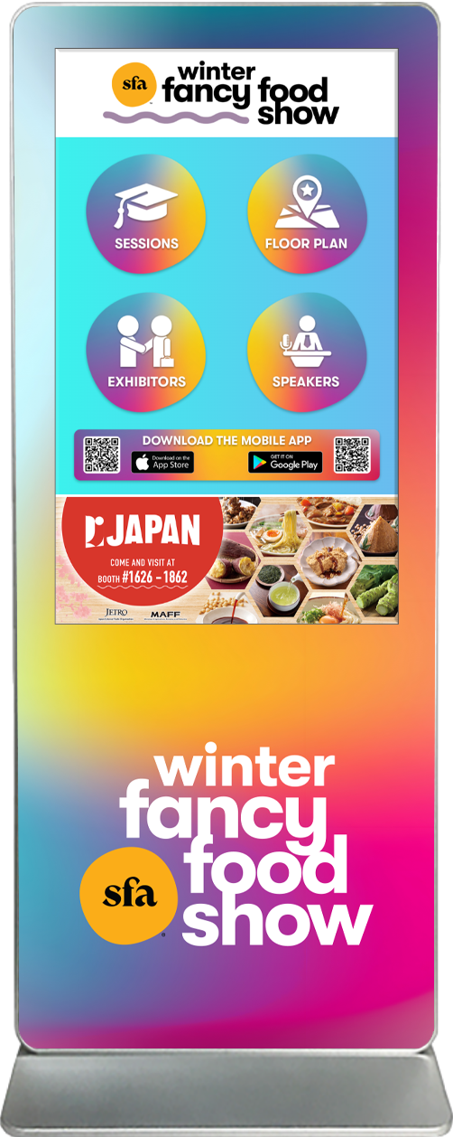 touch screen kiosk rental content design sample winter fancy foods